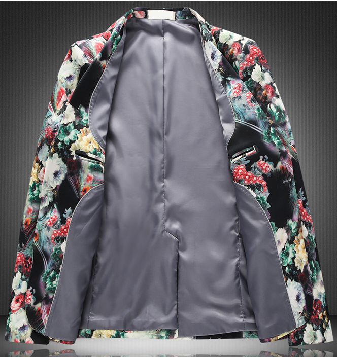 PILAEO Luxury Colorful New Artsy Floral Mens Blazer — view 4