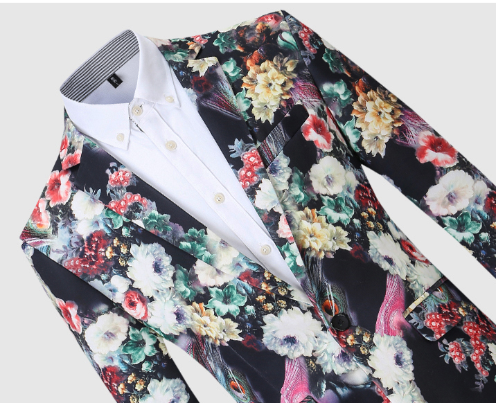 PILAEO Luxury Colorful New Artsy Floral Mens Blazer — view 5