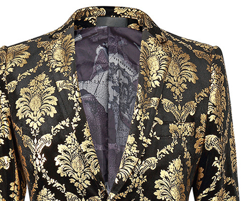 Luxury Gold Black Legendary Damask Floral Blazer