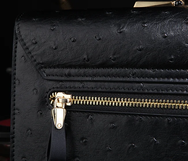 Ostrich grain briefcase interior compartments