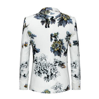 PILAEO Mens White Floral Brilliant Blazer — view 3