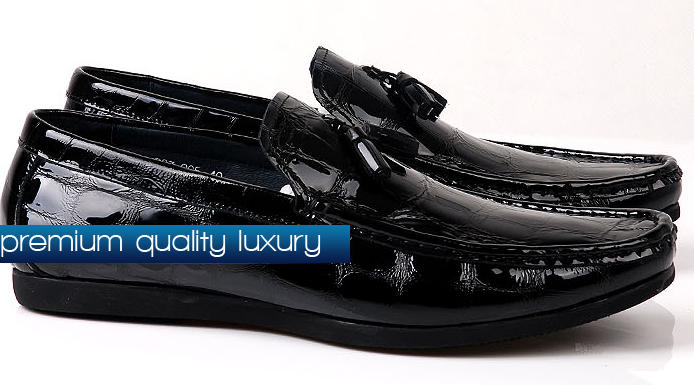 PILAEO Patent Leather Luxury Black Moccasins For Men — view 5