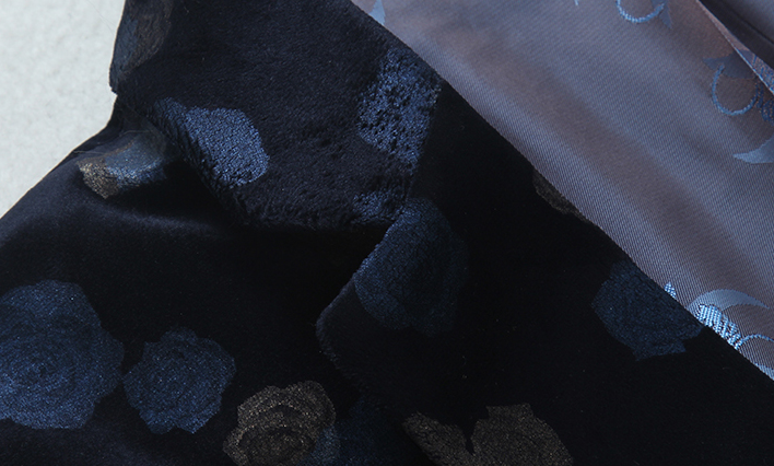 PILAEO Pixelated Blue Roses Modern Navy Blue Velvet Blazer — view 6