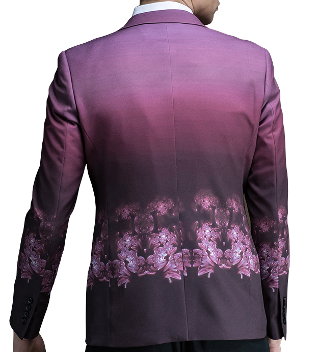 PILAEO Sharp Orchid Fuchsia Mens Gradient Floral Attractive Blazer — view 3