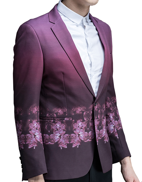PILAEO Sharp Orchid Fuchsia Mens Gradient Floral Attractive Blazer — view 4
