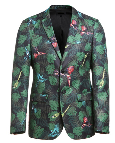 PILAEO Style Charming Forest Green Floral Plants Trendy Blazer — view 3