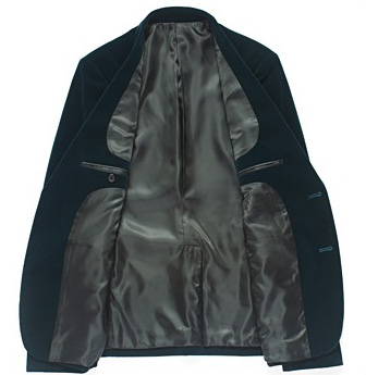 PILAEO Stylish Velvet Slim Thick Jacket Green Style Blazer Jacket — view 3