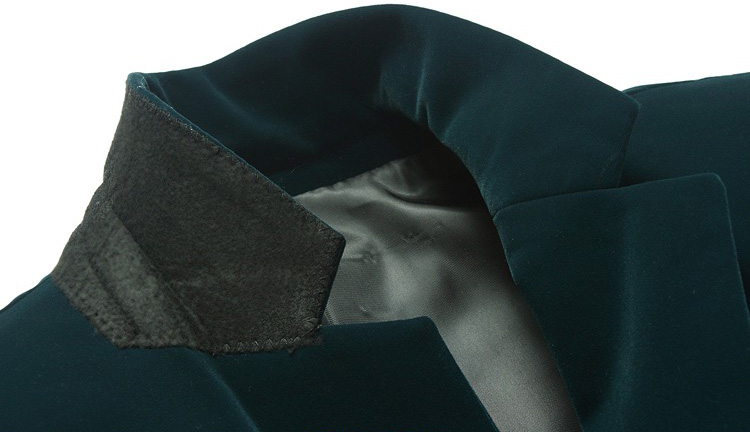 PILAEO Stylish Velvet Slim Thick Jacket Green Style Blazer Jacket — view 5
