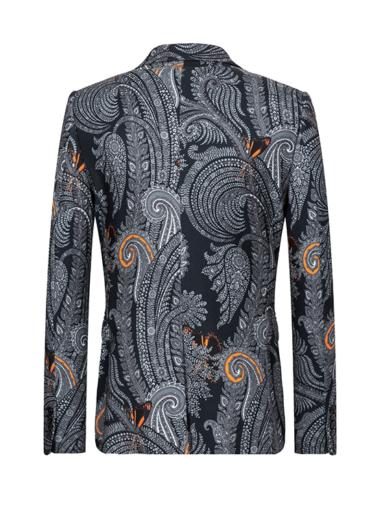 PILAEO Upscale Grey Botanical Floral Paisley Blazer — view 3