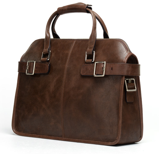 PILAEO Vintage Brown London Trend Mens Leather Luxury Briefcase Bag — view 6