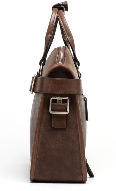 PILAEO Vintage Brown London Trend Mens Leather Luxury Briefcase Bag — view 7