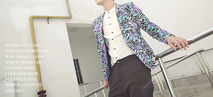 PILAEO Awesome Zebra Pattern Purple Floral Blazer — view 7