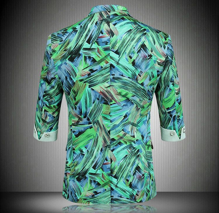 PILAEO Blue Green Floral Camouflage Blazer — view 3
