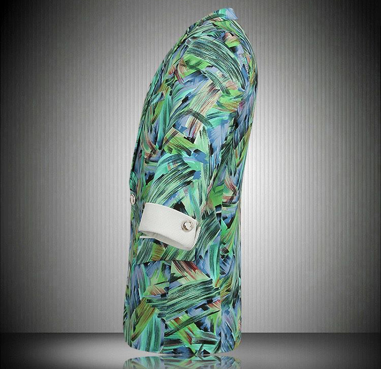 PILAEO Blue Green Floral Camouflage Blazer — view 4