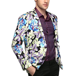 PILAEO Gentleman Bright Blue Green Black Floral Attractive Fashion Bl — view 3