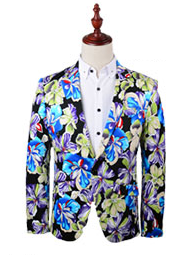 PILAEO Gentleman Bright Blue Green Black Floral Attractive Fashion Bl — view 4