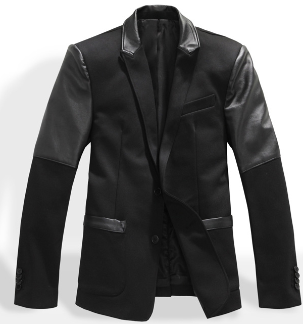 Casual PILAEO Leather Tone Black Blazer