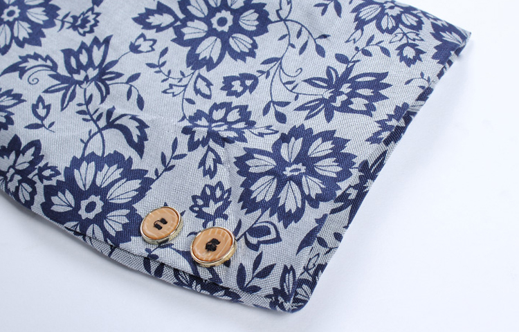 PILAEO Stylish Casual Short Sleeves Floral Light Blue Print Blazer — view 5
