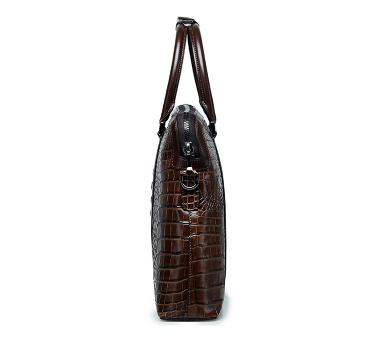 PILAEO Classic Crocodile Genuine Leather Texture Brown Bag — view 4