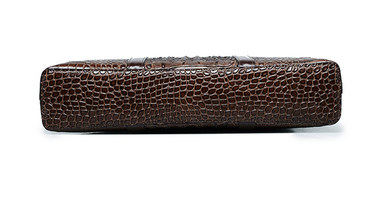 PILAEO Classic Crocodile Genuine Leather Texture Brown Bag — view 5