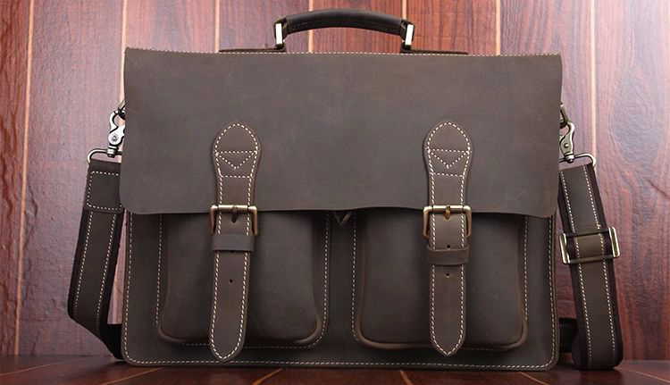 2023 Classic Handmade Leather College Brown Bag 3QU7D6ROPI | PILAEO