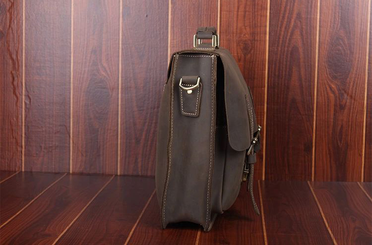 Classic Handmade Leather College Brown Bag 3QU7D6ROPI