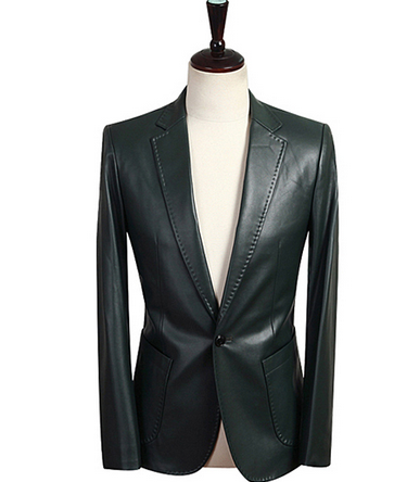 PILAEO beiläufige Mens-Schwarz-Leder-Blazer mit Sophisticate