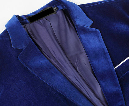 PILAEO Royal Blue Velvet Blazer — view 4
