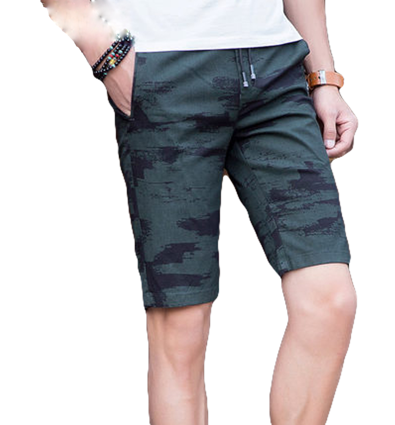 PILAEO Luxury Drawstring Black Grunge Design Stylish Mens Shorts for Vineyard Lunches