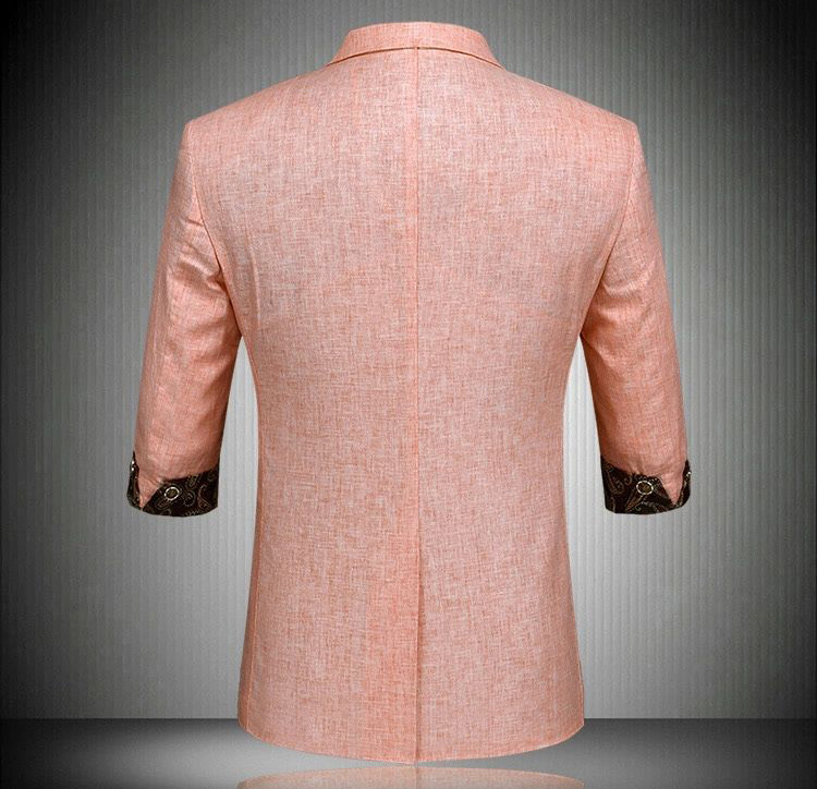 PILAEO Pink Short Sleeve Fashion Floral Paisly Blazer — view 3