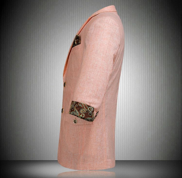 PILAEO Pink Short Sleeve Fashion Floral Paisly Blazer — view 4