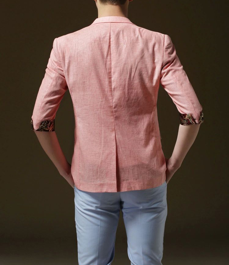 PILAEO Pink Short Sleeve Fashion Floral Paisly Blazer — view 6