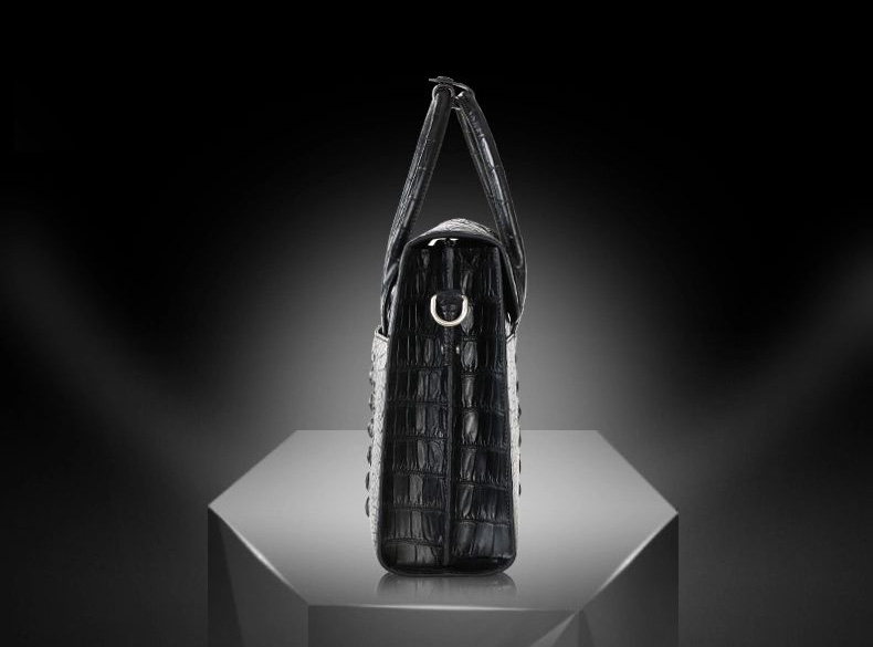 PILAEO Retro Leather Genuine Alligator Upscale Large Capacity Black Bag — view 4